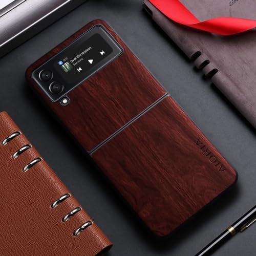 Hülle für Samsung Galaxy Z Flip 4 Flip4 Zflip5 5G Bambus Holz Muster Lederhülle für Samsung Galaxy Z Flip4 Flip 5 Zflip4 Hülle, Z5, für Z Flip 5 5G von NOBAA