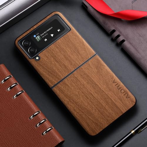 Hülle für Samsung Galaxy Z Flip 4 Flip4 Zflip5 5G Bambusholzmuster Lederhülle für Samsung Galaxy Z Flip4 Flip 5 Zflip4 Hülle, Z3, für Z Flip 5 5G von NOBAA