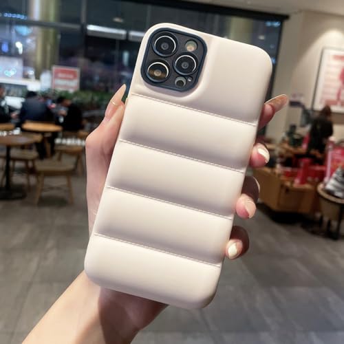 NOBAA 3D Stereo Fashion Daunenjacke Silikon Handyhülle für iPhone 14 13 12 11 Pro Max X XS XR 7 8 Plus Puffer stoßfeste Softcover, weiß, für iPhone 13 von NOBAA