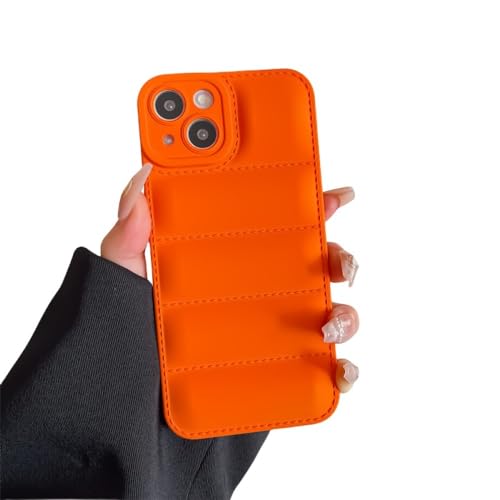 NOBAA Die Puffer Liquid Silikon stoßfeste Hülle für iPhone 15 14 13 12 11 Pro X XS XR Max 8 7 Plus SE Daunenjacke Bumper Cover, orange, für iPhone 13 von NOBAA