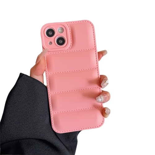 NOBAA Die stoßfeste Puffer-Hülle aus flüssigem Silikon für iPhone 15 14 13 12 11 Pro X XS XR Max 8 7 Plus SE Daunenjacke Bumper Cover, Pink, für iPhone 14 Pro von NOBAA
