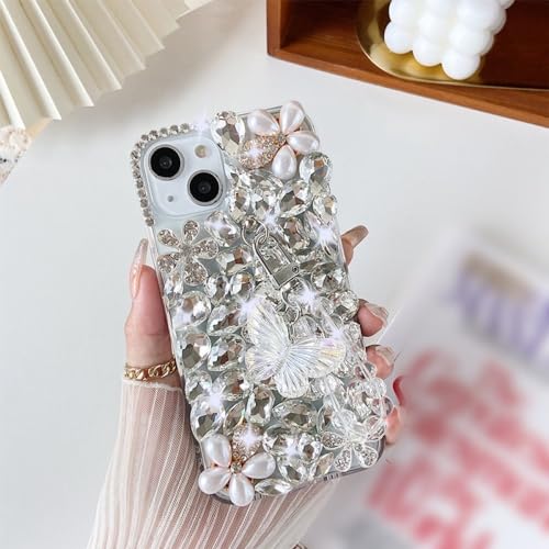 NOBAA Girls Shining Bling Phone Luxus-Diamant-Handyhülle für Samsung A50 A70S A52 A71 A51 A72 A73 A53 A33, weiß, für Samsung A74 5G von NOBAA