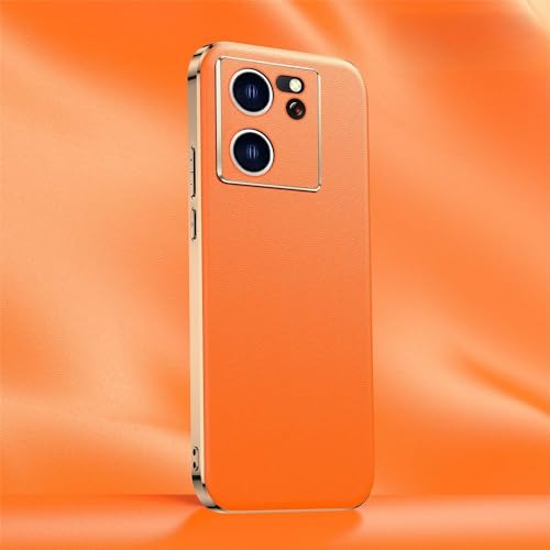 NOBAA Leder-Handyhülle für Xiaomi Mi 13T 13TPro 14 Pro 13 13Ultra-Luxus-Beschichtung, vollständiger Linsenschutz, Rückseite, orange, für Xiaomi 13T Pro von NOBAA