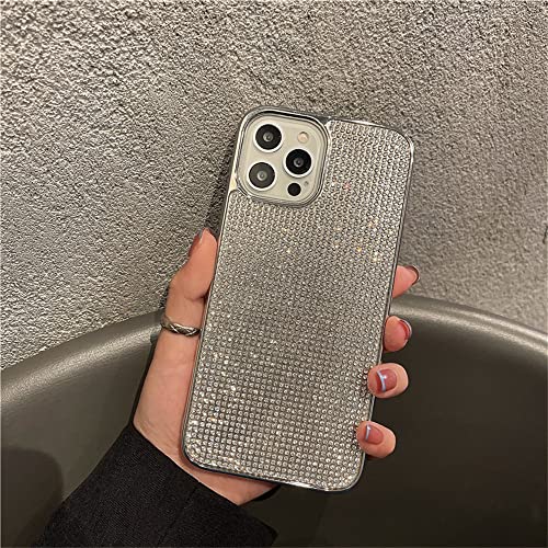 NOBAA Luxuriöse Handyhülle mit glitzernden Strasssteinen für iPhone 15 14 11 12 13 Pro Max Mini XS XR X 7 8 Plus Shniy Diamond Soft Silikonhülle, Silber, für iPhone 15Pro MAX von NOBAA