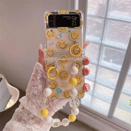 Niedliche Blumen-Handyhülle für Samsung Galaxy Z Flip 5 4 3 Z Flip3 Flip5 Flip4 5G Cover mit Kettendiamanten-Hüllen, Z3, für Z Flip 3 von NOBAA
