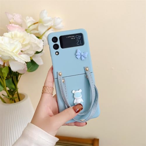 Niedliche Ornamente Handyhülle für Samsung Galaxy Z Flip 4 3 2 1 Hard Cover schöne einfarbige Handseil-Riemenhüllen für Z Flip3, Z3, für Z Flip 3 von NOBAA