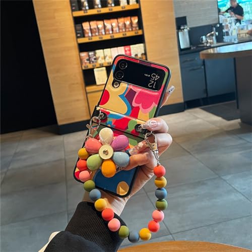 Niedliche Regenbogen-Perlen-Armband-Blumen-Ölgemälde-Hülle für Samsung Galaxy Z Flip3 4 5 ZFlip3 Zflip 4 Flip5 Cover, A, für Z Flip 4 Niedliche Regenbogen-Perlen-Armband-Blumen-Ölgemälde-Hülle für Samsung Galaxy Z Flip3 4 5 ZFlip3 Zflip 4 Flip5 Cover, A, für Z Flip 4 von NOBAA