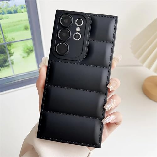 Niedliche Wellen-Puffer-Daunenjacke, Handyhülle für Samsung S24, S23, S22 Ultra, S21 Plus, S20 FE, Note 20, einfarbig, stoßfest, weiche Hülle, Schwarz, für S23FE Niedliche Wellen-Puffer-Daunenjacke, Handyhülle für Samsung S24, S23, S22 Ultra, S21 Plus, S20 FE, Note 20, einfarbig, stoßfest, weiche Hülle, Schwarz, für S23FE von NOBAA