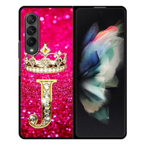 Pink Diamonds Letter Case für Samsung Z Fold3 5G Handyhülle für Galaxy ZFold 3 Schwarz Hard Funda für Z Fold 4 Fold4 Capa Fundas, Z11, für Z Fold 3 von NOBAA