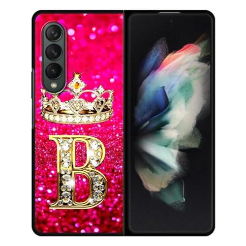 Pink Diamonds Letter Case für Samsung Z Fold3 5G Handyhülle für Galaxy ZFold 3 Schwarz Hard Funda für Z Fold 4 Fold4 Capa Fundas, Z2, für Z Fold 3 von NOBAA