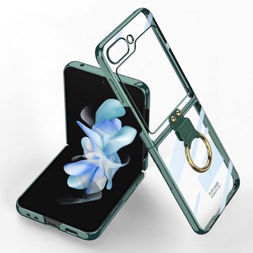 Plating Clear Phone Case für Samsung Z Flip 4 5 Case mit Ring Transparente stoßfeste Abdeckung für Galaxy Z Flip4 Flip5 Case, Z4, for Z Flip 5 von NOBAA