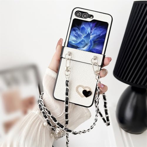 Umhängeband-Lanyard für Z flip5 Z flip4 Z flip3 Hüllen für Samsung Galaxy Z Flip 5 4 3 Niedliche schlanke Hüllenabdeckung, weiß, für Z Flip 4 von NOBAA