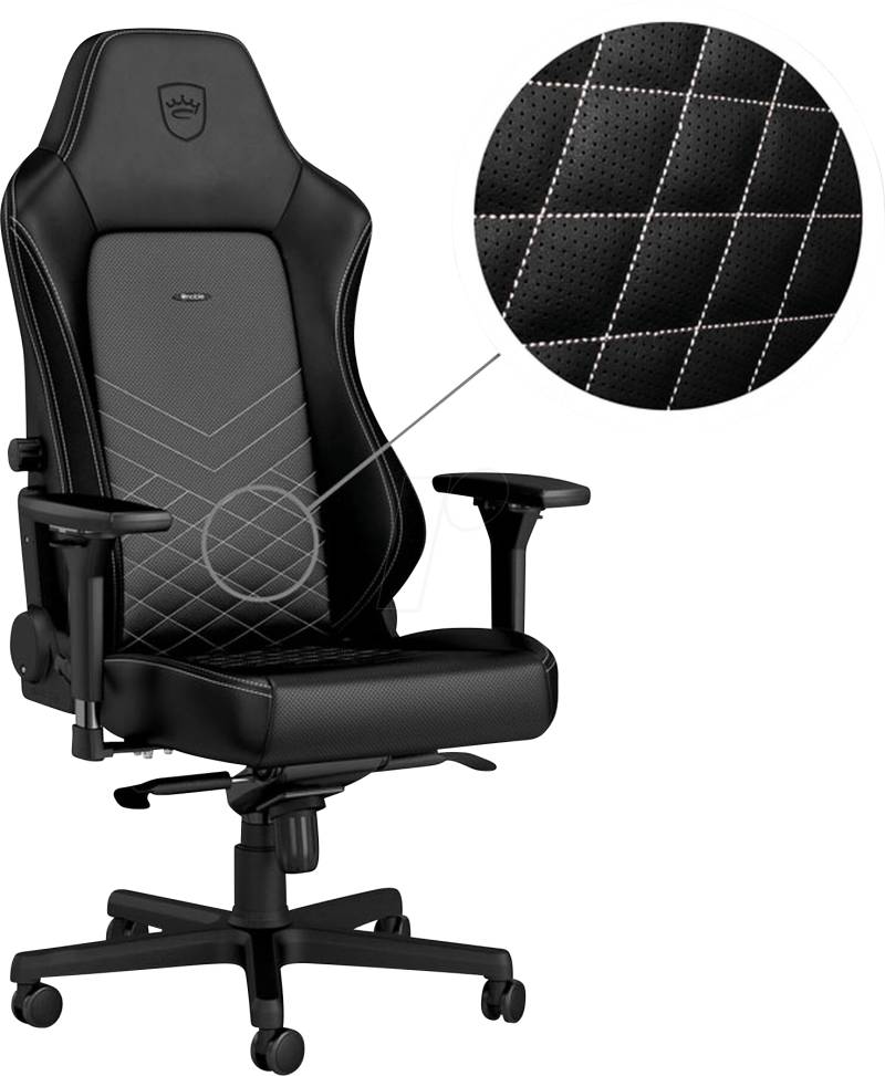 NBL-HRO-PU-BPW - noblechairs HERO Gaming Stuhl - schwarz/platinweiß von NOBLECHAIRS