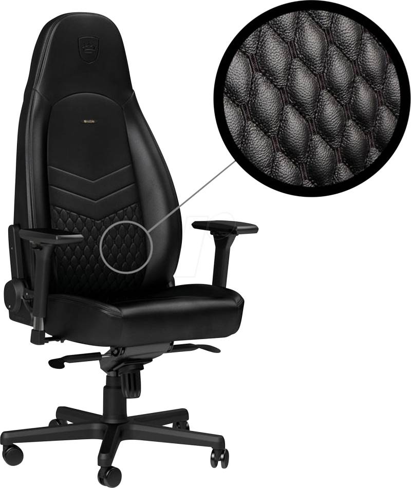 NBL-ICN-RL-BLA - noblechairs ICON Echtleder Gaming Stuhl - schwarz/schwarz von NOBLECHAIRS