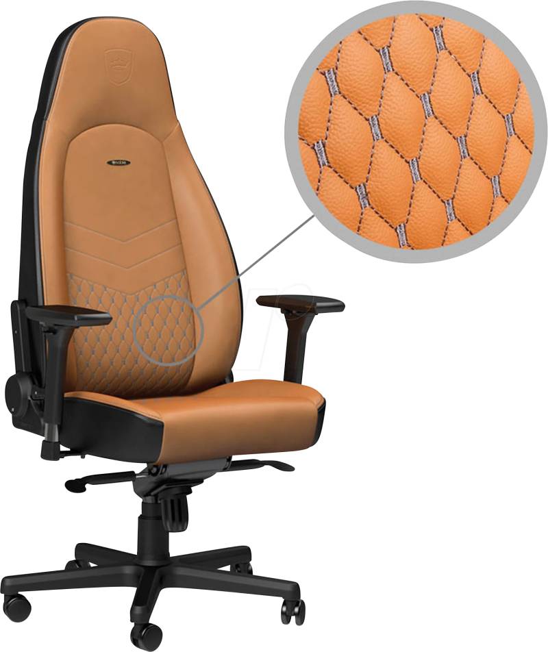 NBL-ICN-RL-CBK - noblechairs ICON Echtleder Gaming Stuhl - cognac/schwarz von NOBLECHAIRS