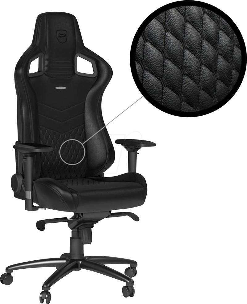NBL-RL-BLA-001 - noblechairs EPIC Echtleder Gaming Stuhl - schwarz von NOBLECHAIRS