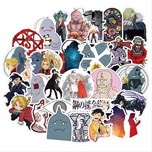 nobrand 50 Stück Fullmetal Alchemist Aufkleber Vinyl Japan Anime Aufkleber Für Kinder DIY Gitarre Laptop Telefon Ps4 Skateboard 1,2 Zoll (3 cm) -3,15 Zoll (8 cm) von NOBRAND