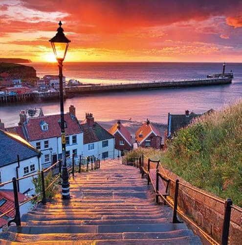 Noel Tatt Allgemeine Fotokarte zum Geburtstag für Männer und Frauen, blanko, Motiv: Sonnenuntergang in Whitby, Hafen Sonnenuntergang, umweltfreundlich und recycelbar von NOEL TATT