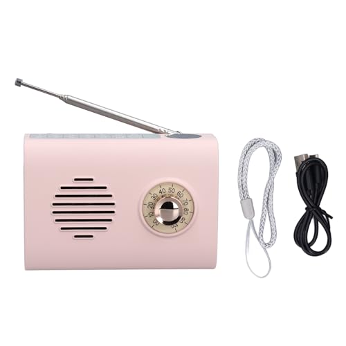 NOENNULL Miniaturlautsprecher 1800mah Wieder Aufladbare Tragbare Radio -Radio -Solar -Lautsprecher mit LED -Taschenlampe für Camping -Wandern Im Freien (Rosa) von NOENNULL
