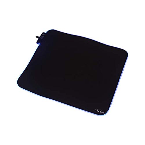 NÖRDIC GAME-N1034 RGB Gaming Mousepad, rutschfeste Naturkautschukbasis, Elastan-Stoffoberseite, schwarz, 320mm x 270mm x 3mm von NÖRDIC