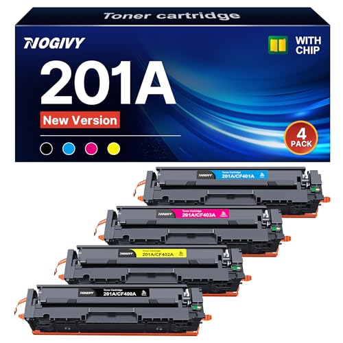 NOGIVY 201A 201X CF400A Toner mit Chip Kompatibel für HP 201A 201X CF400A CF400X Toner für HP Color Laserjet Pro MFP M277dw M252dw M277 M274n M252n M252 M277c6 (Schwarz Cyan Gelb Magenta, 4er-Pack) von NOGIVY