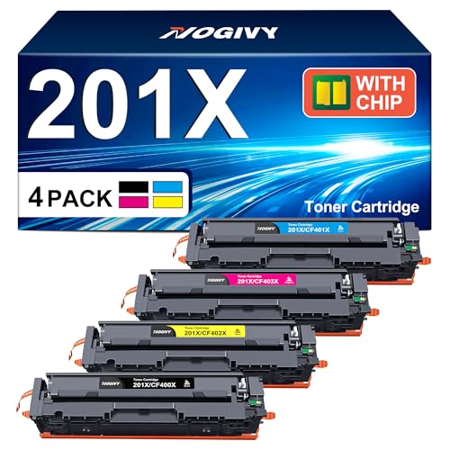 NOGIVY 201X 201A CF400X Toner mit Chip Kompatibel für HP 201X 201A Toner für HP M277dw Toner Color Laserjet MFP M277dw M252dw M252n M274n M277c6 (Schwarz Cyan Yellow Magenta, 4er-Pack) von NOGIVY