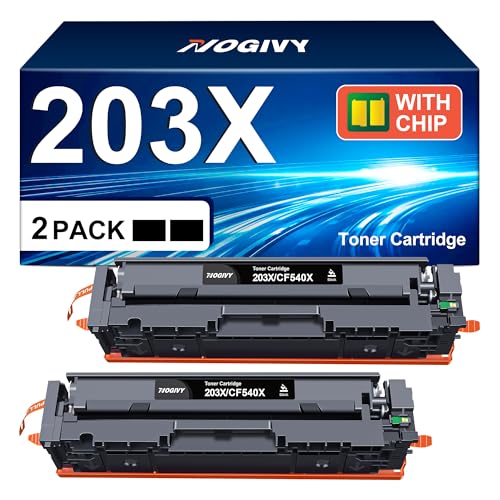 NOGIVY 203X CF540X Schwarz Toner Kompatibel für HP 203X 203A CF540X CF540A für Color Laserjet Pro MFP M281fdw M281fdn M280nw M281cdw M254dw M254nw M254dn CF540X (Schwarz, 2er-Pack) von NOGIVY