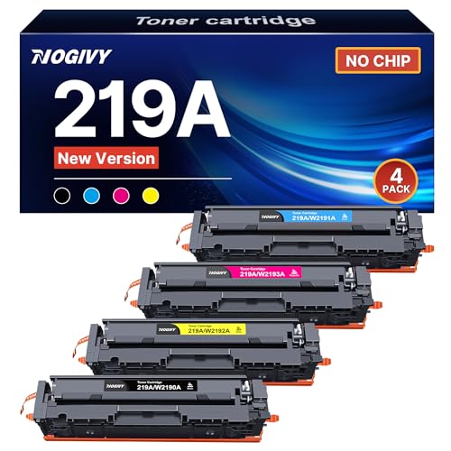NOGIVY 219A Toner Kompatibel für HP 219X 219A Toner für HP Color Laserjet Pro MFP 3302FDWG 3302SDWG 3302FDNG 3202DW 3302FDW 3302SDW 3302FDN 3202DN (1 Schwarz 1 Cyan 1 Gelb 1 Magenta, 4er-Pack) von NOGIVY