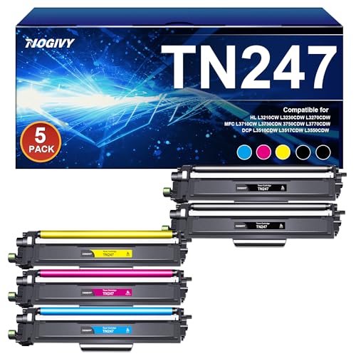 NOGIVY TN-243CMYK TN247 Toner Kompatibel für Brother TN243CMYK TN-247 für Toner Brother MFC L3750CDW MFC-L3770CDW DCP-L3550CDW MFC-L3750CDW HL-L3210CW (2 Schwarz Cyan Gelb Magenta, 5er-Pack) von NOGIVY