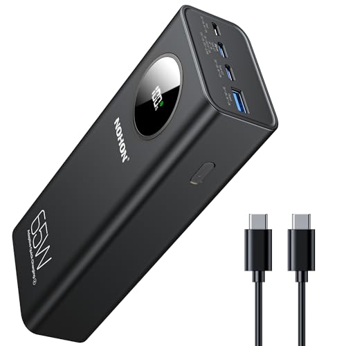 NOHON Powerbank 26800mAh Fast Power Bank: 65W Charge USB C PD/QC3.0 Externer Akku mit LED Display | 4 Ports Externer Handyakku Kompatibel mit iPhone15 14 13 12 11 Mini Pro Max iPad Samsung S Huawei von NOHON