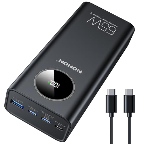 NOHON Powerbank 65W Fast Power Bank: 26800 mAh Charger PD/QC3.0 Externer Akku mit LED Display | USB C Input&Output | 4 Ports Externer Handyakku Kompatibel mit iPhone 16 15 14 13 12 11 Mini Pro Max von NOHON