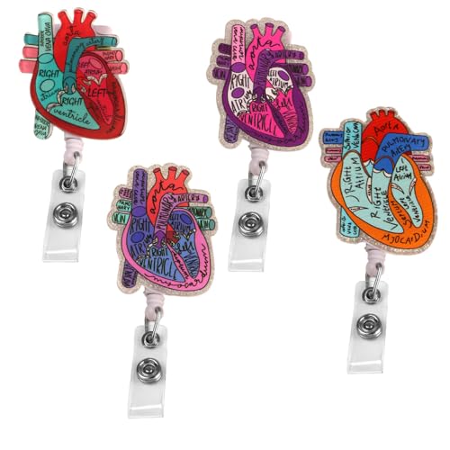 NOIAFZY Stylische anatomische Herz-Diagramm-Abzeichenspule – einziehbarer Ausweishalter aus Acryl für Krankenpfleger, Schule, Krankenhauspersonal, modisches Schnallen-Design, 4 Stück NOIAFZY Stylische anatomische Herz-Diagramm-Abzeichenspule – einziehbarer Ausweishalter aus Acryl für Krankenpfleger, Schule, Krankenhauspersonal, modisches Schnallen-Design, 4 Stück von NOIAFZY