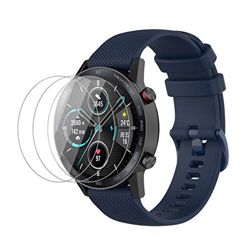 NOKOER Armband für Honor Magic Watch 2 46mm, [2 in 1] TPU Silikon Armband + 3 Stück Schutzfolie [Verschleißfest] [Atmungsaktiv] Ersatzarmband für Honor Magic Watch 2 46mm - Dunkelblau von NOKOER
