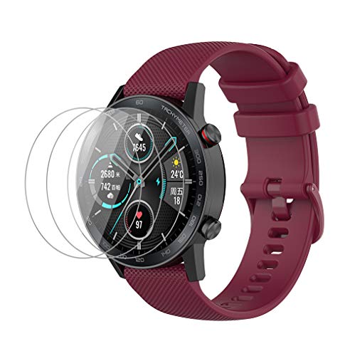 NOKOER Armband für Honor Magic Watch 2 46mm, [2 in 1] TPU Silikon Armband + 3 Stück Schutzfolie [Verschleißfest] [Atmungsaktiv] Ersatzarmband für Honor Magic Watch 2 46mm - Rot von NOKOER