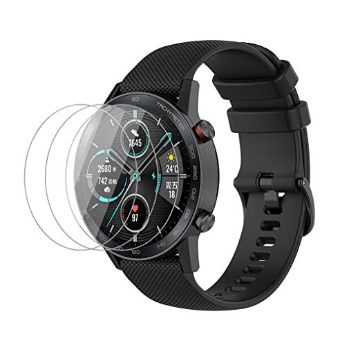 NOKOER Armband für Honor Magic Watch 2 46mm, [2 in 1] TPU Silikon Armband + 3 Stück Schutzfolie [Verschleißfest] [Atmungsaktiv] Ersatzarmband für Honor Magic Watch 2 46mm - Schwarz von NOKOER