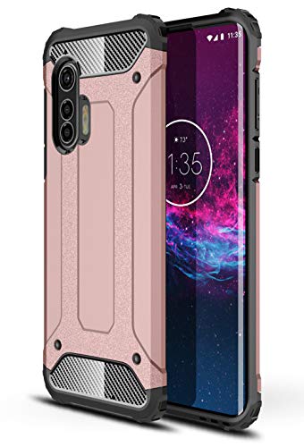 NOKOER Hülle für Motorola Edge Plus, 2 in 1 PC + TPU Doppelschicht Case Cover, Staubdicht Anti-Fall Handyhülle [Ultra Slim] [rutschfest] [Shock Absorption] - Rotgold von NOKOER