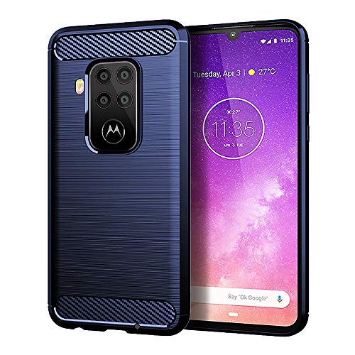 NOKOER Hülle für Motorola Moto One Zoom, TPU Slim Handyhülle, Flexibles Material Anti Fingerabdruck Case Cover, rutschfest Stoßfestfür Schutzhülle - Blau von NOKOER