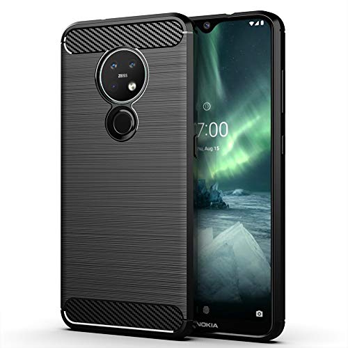 NOKOER Hülle für Nokia 6.2/Nokia 7.2, TPU Slim Handyhülle, Flexibles Material Anti Fingerabdruck Case Cover, rutschfest Stoßfestfür Schutzhülle - Schwarz von NOKOER