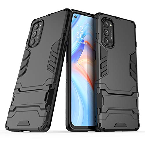 NOKOER Hülle für Oppo Reno 4 Pro 5G, 2 in 1 PC + TPU Doppelschicht Case Cover, Staubdicht Anti-Fall Handyhülle [Ultra Slim] [rutschfest] [Shock Absorption] - Schwarz von NOKOER