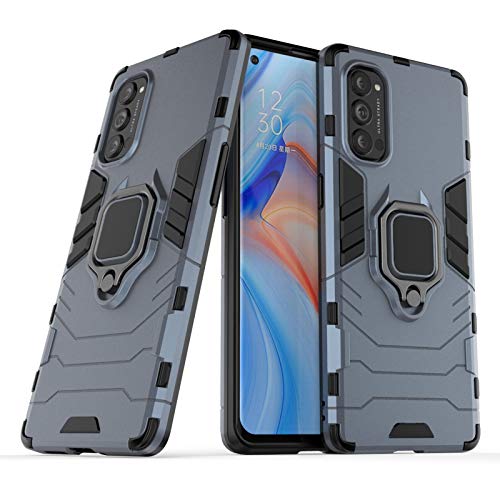 NOKOER Schutzhülle für Oppo Reno 4 Pro 5G, [Heavy Duty] TPU + PC, ultradünn, praktische Halterung, rutschfest, Blau von NOKOER