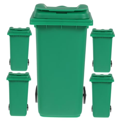 NOLITOY 5 Stück Multifunktionaler Stifthalter Behälter Mülleimer mit Deckel Mülleimer mit Schwingdeckel klein Tischabfalleimer aufbewahrungsdose Tisch Mülleimer Desktop-Mülleimer pp Green von NOLITOY