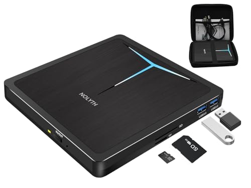 NOLYTH Externe DVD CD Laufwerk USB 3.0 Type-C DVD/CD+/-RW Brenner Drive mit USB Port & SD TF Slot, Tragbar Optical DVD-Laufwerke für Laptop PC Windows 11 10 Mac MacBook Apple iMac von NOLYTH