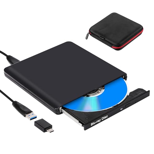 NOLYTH Externes Blu-Ray CD DVD Laufwerk Ultra Slim Blu Ray Brenner Extern USB 3.0 Type C 3D BD Bluray Laufwerk Drive RW Burner mit Schutzbox für Laptop PC Computer Windows Mac MacBook Air/Pro von NOLYTH