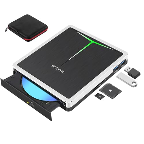 NOLYTH Externes Bluray CD DVD Laufwerk Extern USB 3.0 Type-C 3D Externer CD/DVD Blu Ray Brenner Tragbar Externe Blu-ray Laufwerke Drive BD Player for PC Laptop Windows 11/10 Mac MacBook von NOLYTH