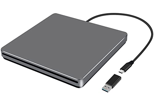 NOLYTH Externes CD DVD Laufwerk USB 3.0 Typ-C, Slot-in CD Laufwerk Extern Slim DVD Brenner Laufwerk für Laptop PC Windows Desktop Mac MacBook von NOLYTH