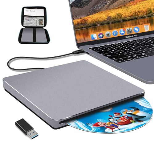 NOLYTH Externes CD DVD Laufwerk USB 3.0 Typ-C, Slot-in CD Laufwerk Extern Slim DVD Brenner Laufwerk für Laptop PC Windows Desktop Mac MacBook von NOLYTH