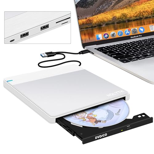 NOLYTH Externes DVD Laufwerk für MacBook: USB 3.0 Typ-C CD Brenner Extern mit SD/TF/2 USB Ports für Laptop PC - Tragbar Plug & Play Schnelle Datenübertragung für Mac Windows 11/10 NOLYTH Externes DVD Laufwerk für MacBook: USB 3.0 Typ-C CD Brenner Extern mit SD/TF/2 USB Ports für Laptop PC - Tragbar Plug & Play Schnelle Datenübertragung für Mac Windows 11/10 von NOLYTH