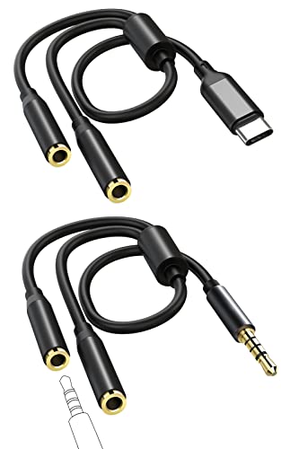 NOLYTH Kopfhörer Audio Adapter Splitter Kabel-2 Stück, USB C auf 3.5mm Klinke Audio Adapter-3.5mm Audio Y Splitter Kabel, Kopfhörer Audio Adapter für Kopfhörer/Tablet/Smartphones/MP3 Player von NOLYTH