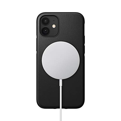 NOMAD Modern Case mit MagSafe-Kompatibilität, Schutzhülle aus Echtleder kompatibel mit iPhone 12 Mini in schwarz von NOMAD