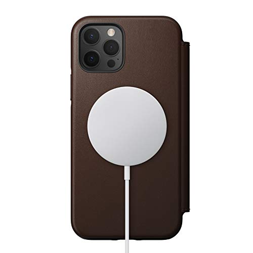 NOMAD Modern Folio Case mit MagSafe-Kompatibilität, Klapphülle aus Echtleder kompatibel mit iPhone 12 und iPhone 12 Pro in braun von NOMAD